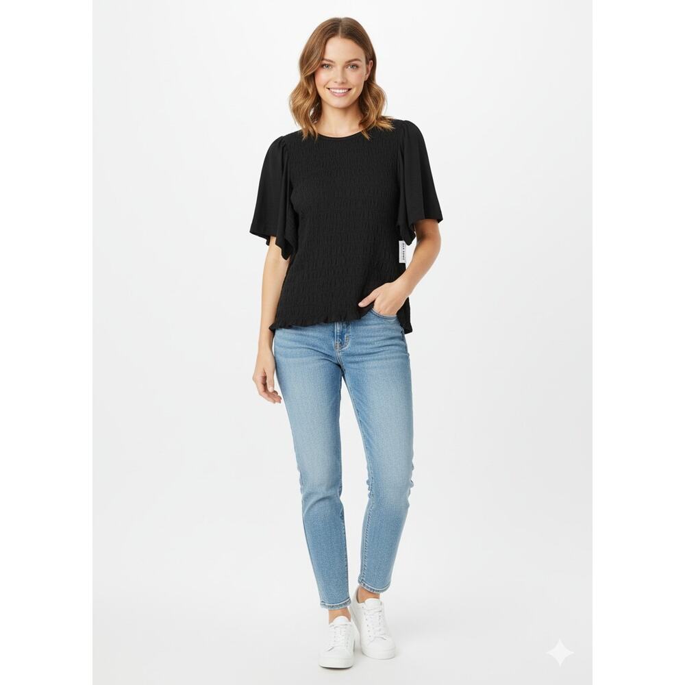 Old Navy Women's Top Blouse Short-Sleeve Ruched Black Size XXLT NWT